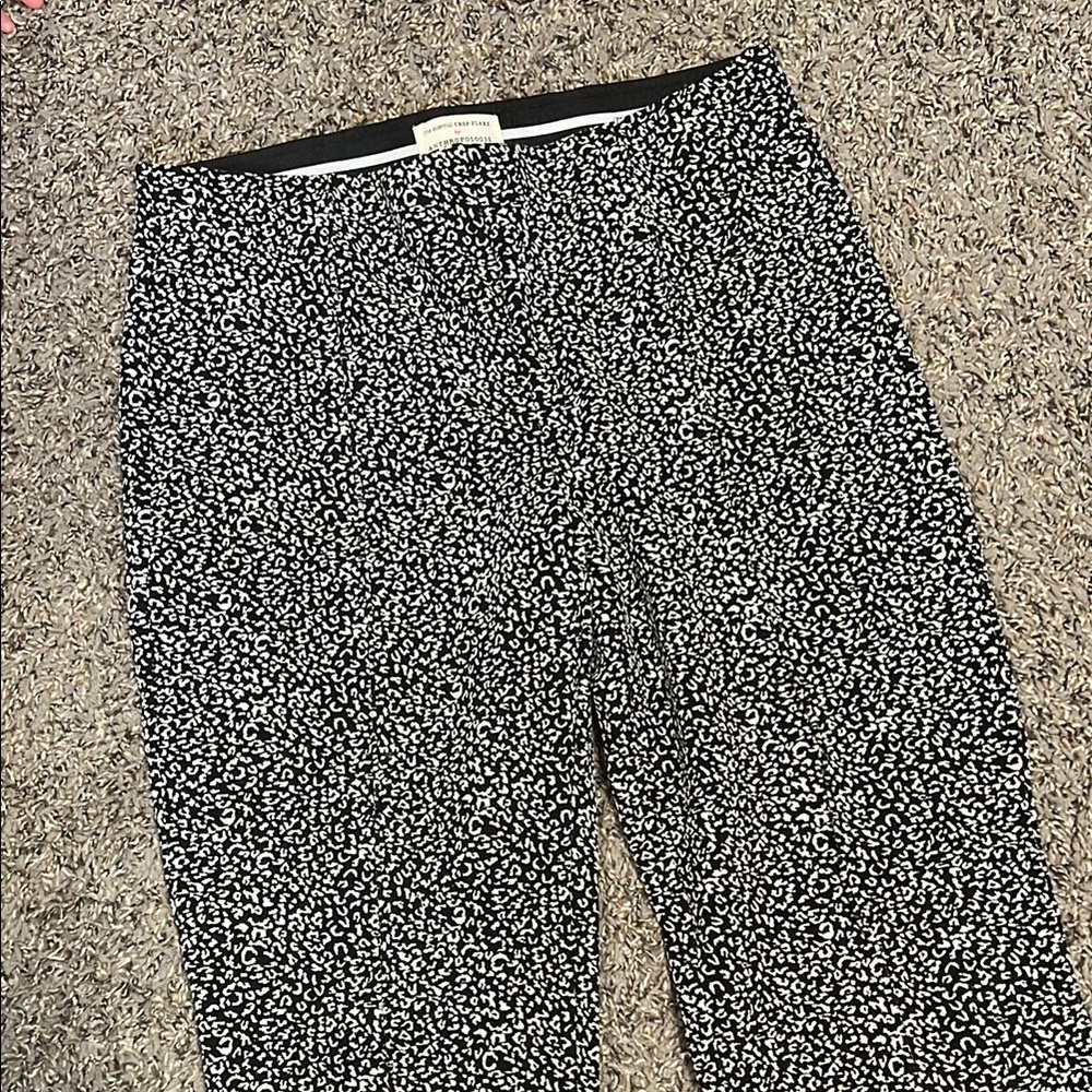 Anthropologie Black and White Crop Flare Pants